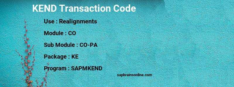 SAP KEND transaction code