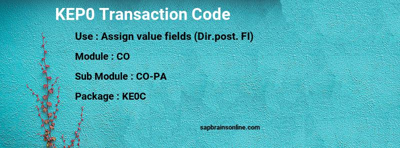 SAP KEP0 transaction code