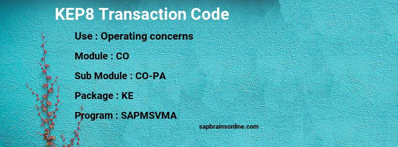 SAP KEP8 transaction code