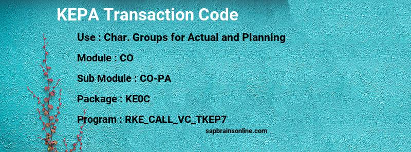 SAP KEPA transaction code