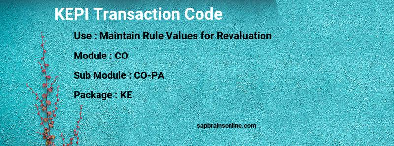 SAP KEPI transaction code