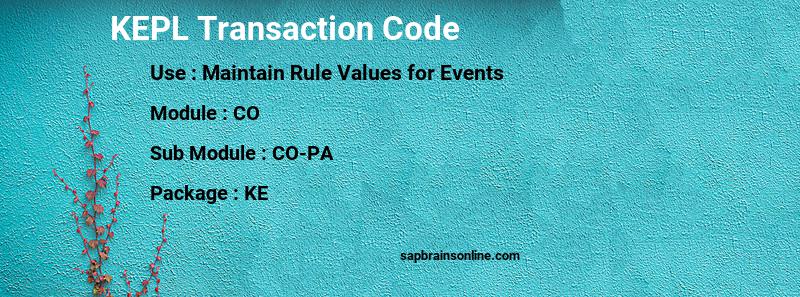 SAP KEPL transaction code