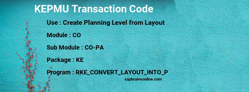 SAP KEPMU transaction code