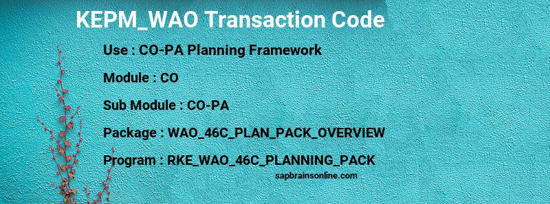 SAP KEPM_WAO transaction code