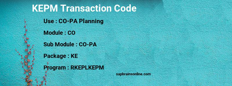SAP KEPM transaction code
