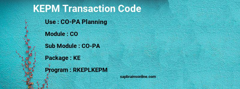 SAP KEPM transaction code