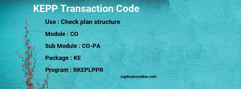 SAP KEPP transaction code