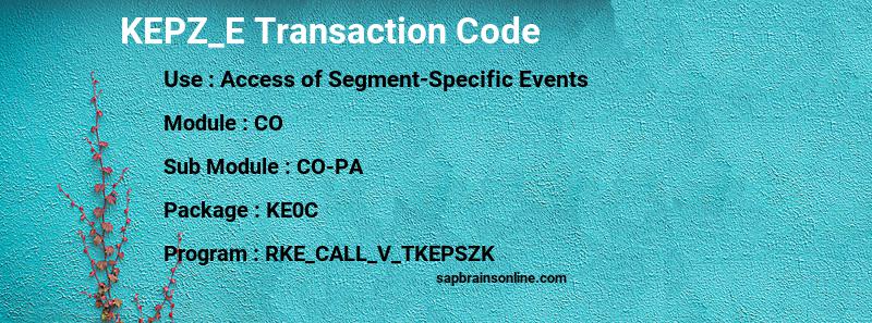 SAP KEPZ_E transaction code