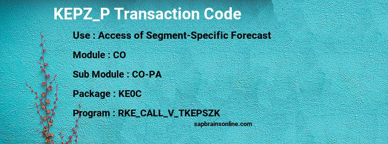 SAP KEPZ_P transaction code