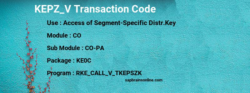 SAP KEPZ_V transaction code