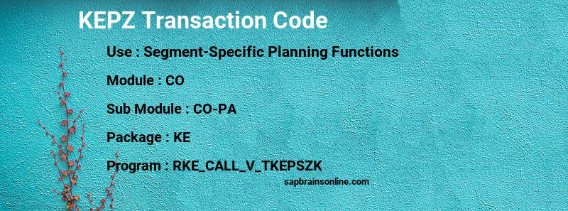 SAP KEPZ transaction code