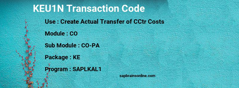 SAP KEU1N transaction code