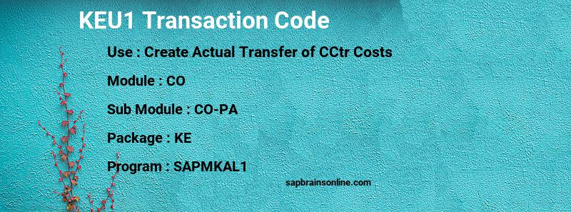 SAP KEU1 transaction code