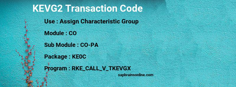 SAP KEVG2 transaction code
