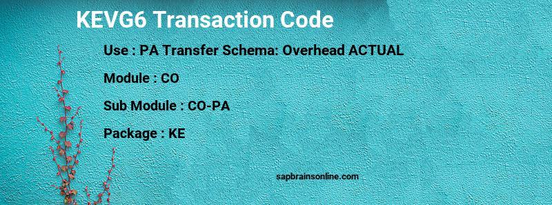 SAP KEVG6 transaction code