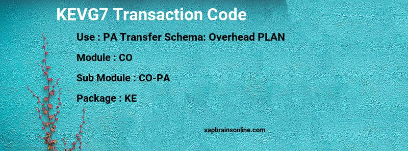 SAP KEVG7 transaction code