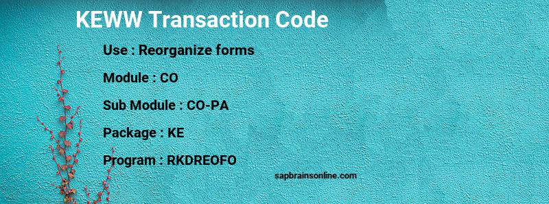 SAP KEWW transaction code