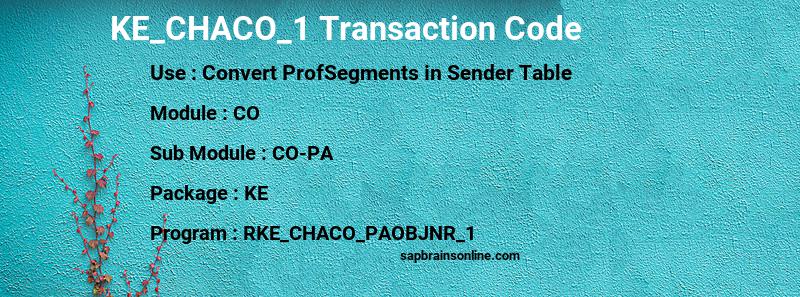 SAP KE_CHACO_1 transaction code