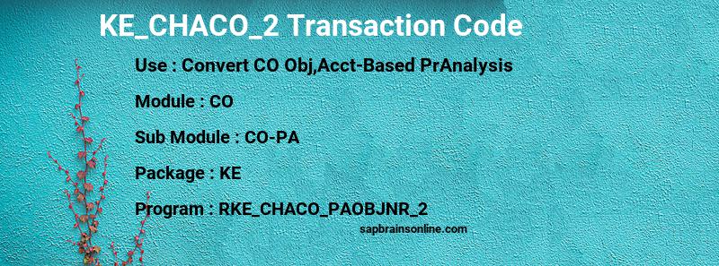 SAP KE_CHACO_2 transaction code