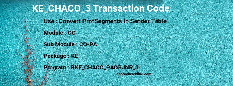 SAP KE_CHACO_3 transaction code