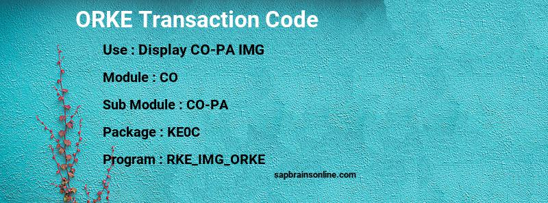 SAP ORKE transaction code