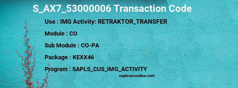 SAP S_AX7_53000006 transaction code
