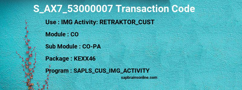 SAP S_AX7_53000007 transaction code