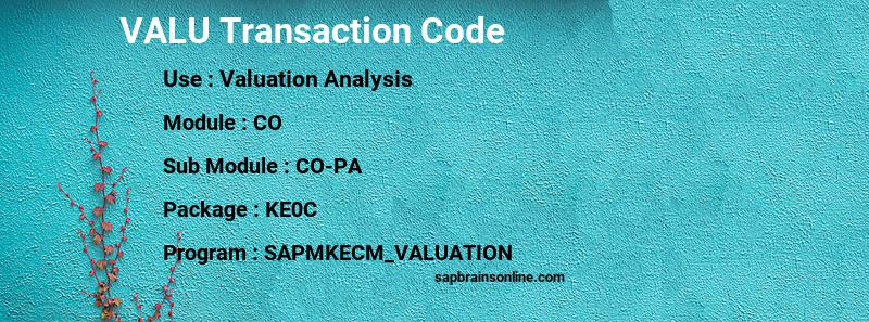 SAP VALU transaction code