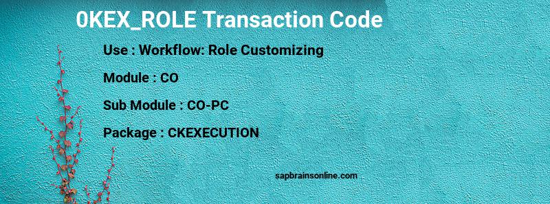 SAP 0KEX_ROLE transaction code