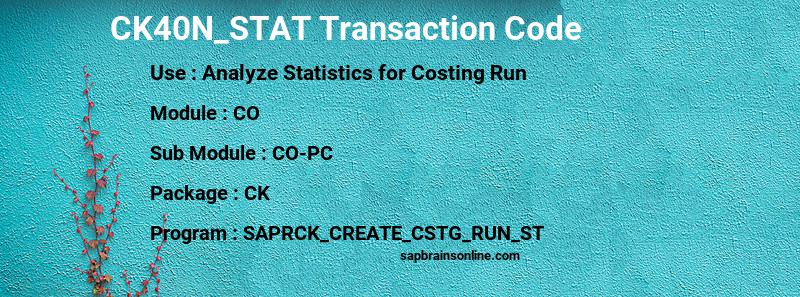 SAP CK40N_STAT transaction code