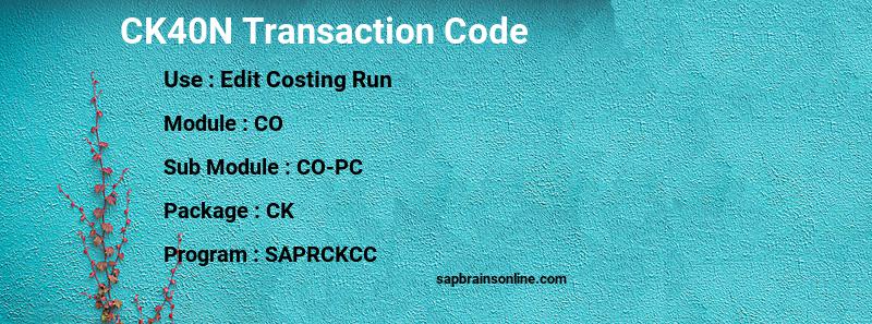 SAP CK40N transaction code