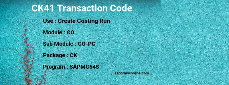 SAP CK41 transaction code