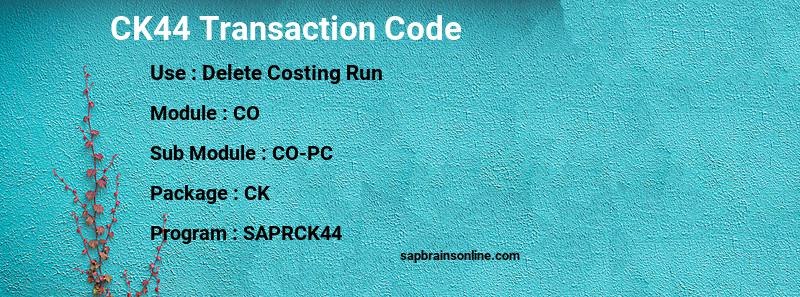 SAP CK44 transaction code