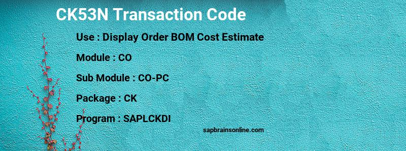 SAP CK53N transaction code
