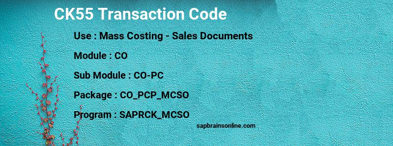 SAP CK55 transaction code