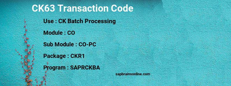 SAP CK63 transaction code