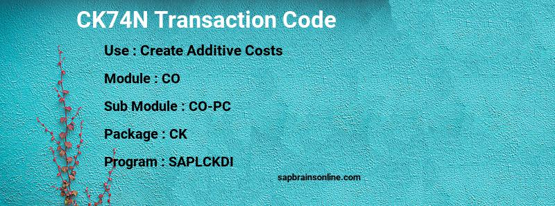 SAP CK74N transaction code