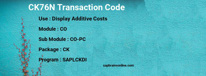 SAP CK76N transaction code