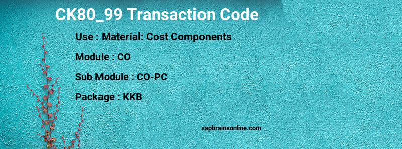 SAP CK80_99 transaction code