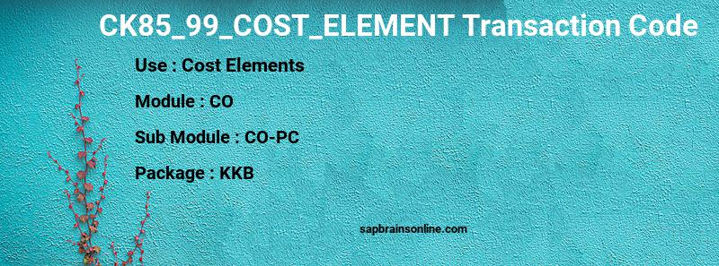 SAP CK85_99_COST_ELEMENT transaction code