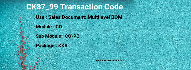 SAP CK87_99 transaction code