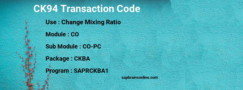 SAP CK94 transaction code