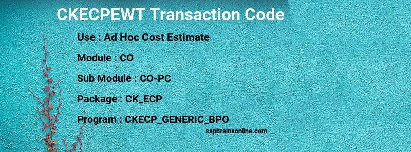 SAP CKECPEWT transaction code