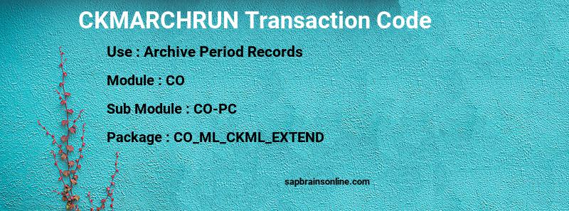 SAP CKMARCHRUN transaction code