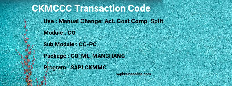 SAP CKMCCC transaction code