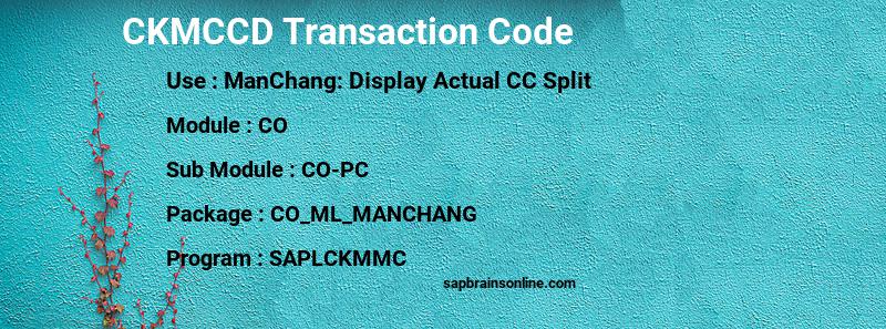 SAP CKMCCD transaction code