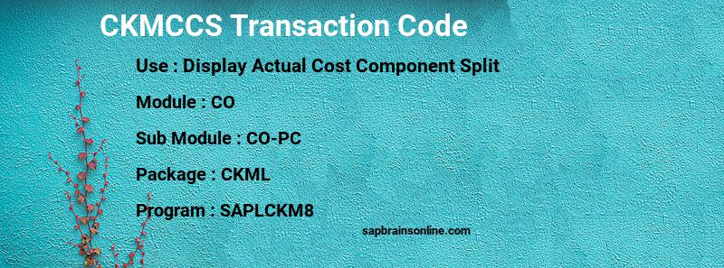 SAP CKMCCS transaction code