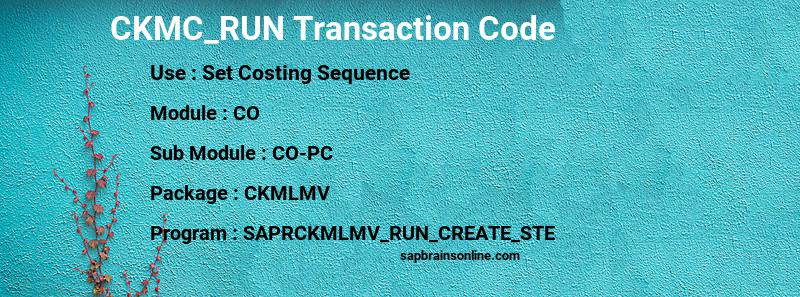 SAP CKMC_RUN transaction code