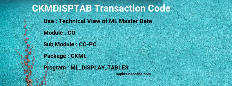 SAP CKMDISPTAB transaction code