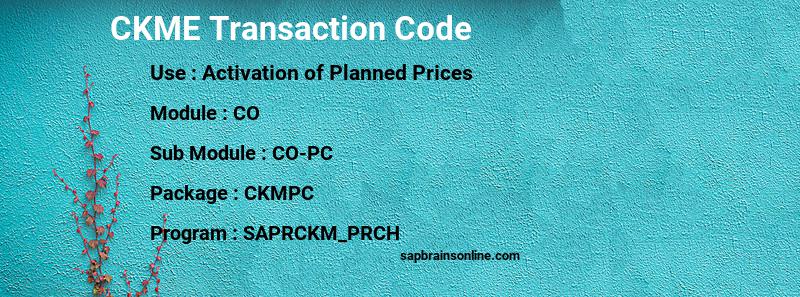 SAP CKME transaction code
